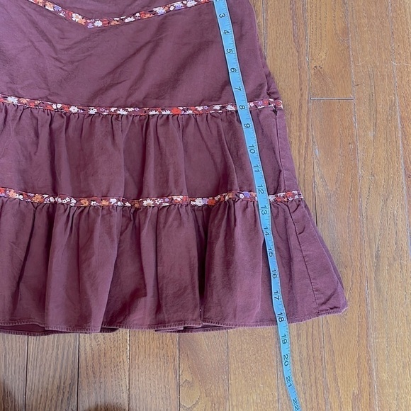 Madewell | Tiered Mini Skirt: Floral Binding Edition Burgundy Size 8 90s A-line - Picture 5 of 5